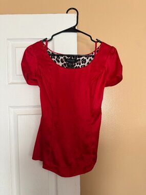 Satin Stretch Red Top by WHBM